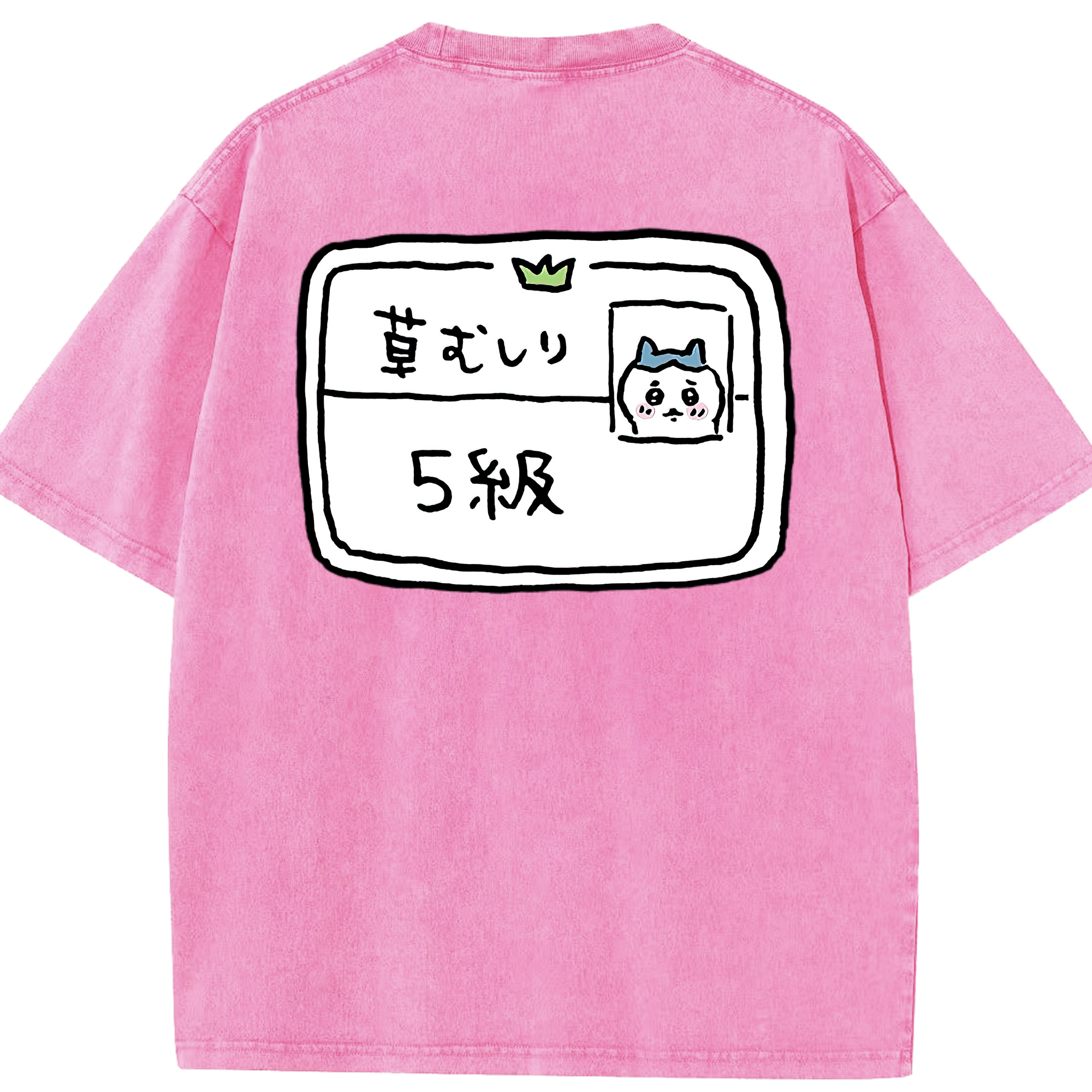 （画像用） ちいかわ ハチワレ Chii-kawa hachiware 綿100% ヴィンテージ風 半袖Tシャツ（背面プリント）